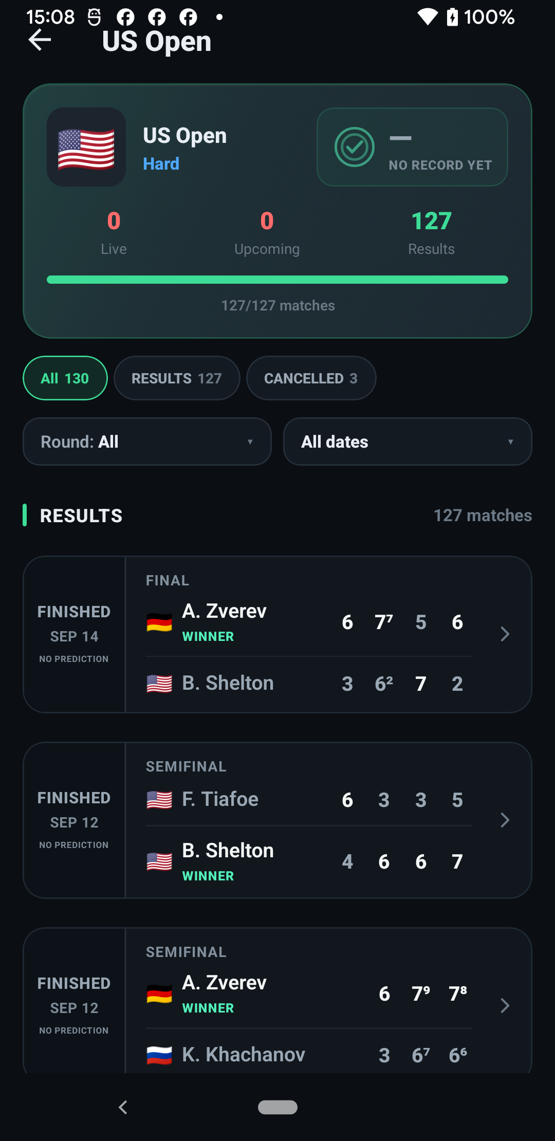 Tournament detail screen